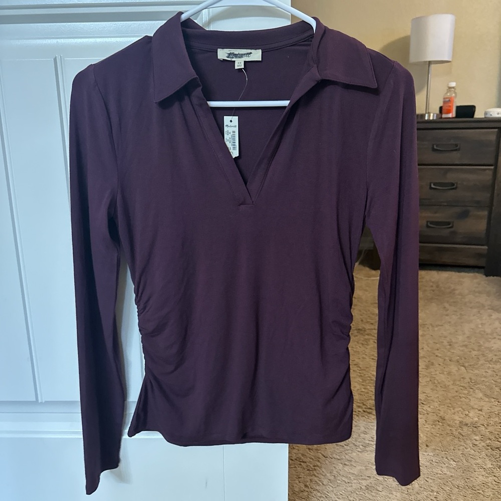 Madewell Plum Long Sleeve Blouse